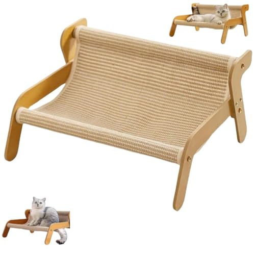 Generisch The Claw Lounge,Wear-Resistant Scratching Pad Chair for Indoor Cats,2-in-1 Cat Scratch Pad and Lounger,Wavy Design Rocking Cat Lounger (Linen) von Generisch
