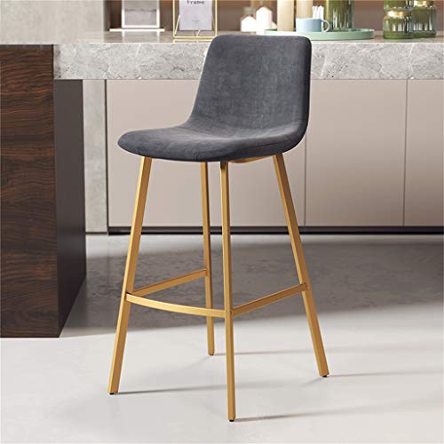 Generisch Thekenhocker Barhocker mit Rückenlehne Stoff Samt Barhocker Gold Metallbeine Farbauswahl, Esszimmerstuhl für Küche Restaurant Pub Café Max. Belastung 200kg von Generisch