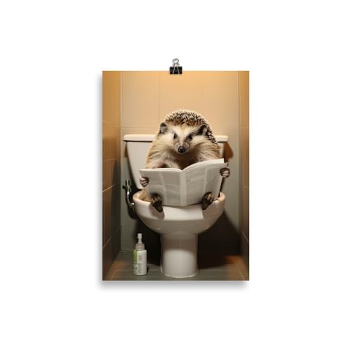 Generisch Tiere auf dem Klo - Igel Toiletten-Bild, Klo-Poster, Deko fürs Badezimmer oder Gäste-WC, Lustig, Ungerahmt von Generisch