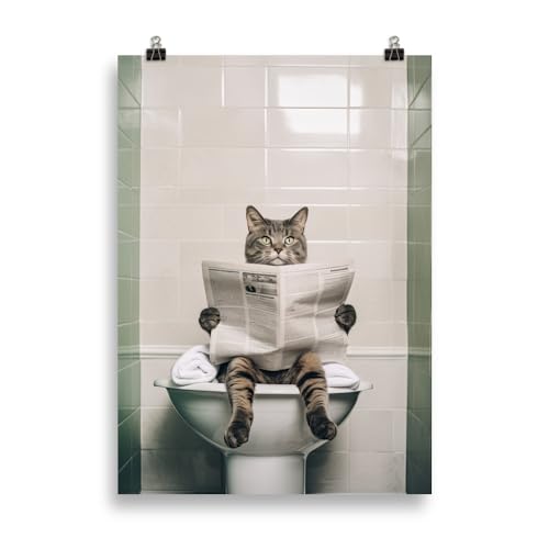 Generisch Tiere auf dem Klo - Katze - Toiletten-Bild, Klo-Poster, Deko fürs Badezimmer oder Gäste-WC, Lustig, Ungerahmt von Generisch