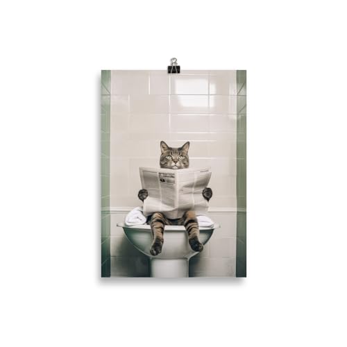 Generisch Tiere auf dem Klo - Katze - Toiletten-Bild, Klo-Poster, Deko fürs Badezimmer oder Gäste-WC, Lustig, Ungerahmt von Generisch
