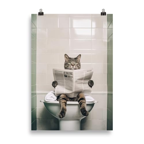 Generisch Tiere auf dem Klo - Katze - Toiletten-Bild, Klo-Poster, Deko fürs Badezimmer oder Gäste-WC, Lustig, Ungerahmt von Generisch