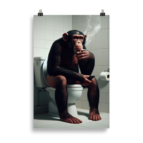 Generisch Tiere auf dem Klo - Rauchender Schimpanse Toiletten-Bild, Klo-Poster, Deko fürs Badezimmer oder Gäste-WC, Lustig, Ungerahmt Generisch Tiere auf dem Klo - Rauchender Schimpanse Toiletten-Bild, Klo-Poster, Deko fürs Badezimmer oder Gäste-WC, Lustig, Ungerahmt von Generisch