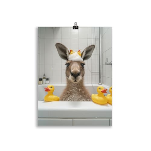 Generisch Tiere in der Badewanne - Känguru Badezimmer-Bild, Klo-Poster, Deko fürs Badezimmer oder Gäste-WC, Lustig, Ungerahmt von Generisch