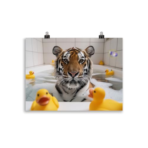 Generisch Tiere in der Badewanne - Tiger Badezimmer-Bild, Klo-Poster, Deko fürs Badezimmer oder Gäste-WC, Lustig, Ungerahmt von Generisch