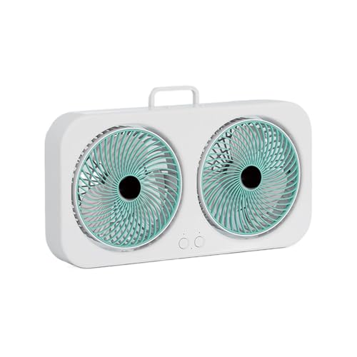 Generisch Tischventilator - Luftkühler Mit Doppelkopf-Design & Tragbar,Leiser USB-Aufladbarer Aufhängbarer Ventilator Für Studentenzimmer Fitnessraum Nachttisch Kinderzimmer Schlafzimmer Und Zelt von Generisch