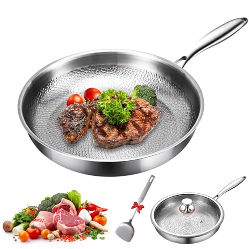 Generisch Titanium Hammered Pan Pro, 2025 Ultra-Durable Pure Titanium Nutri Pan with Lid, Multifunctional Pots and Pans Set (28cm/11in) von Generisch