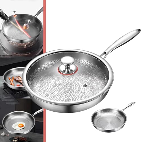 Generisch Titanium Hammered Pan Pro with Lid, 2025 Scratch-Resistant Non Stick Titanium Nutri Frying Pan for Cooking (M: 10.23in) von Generisch