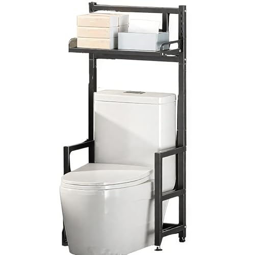 Generisch Toilettenregal Schmal, Regal üBer Toilette-Verstellbare Trennwand Dick und Stabil-für Bad, Küche und Arbeitszimmer(Black,1Tiers) von Generisch