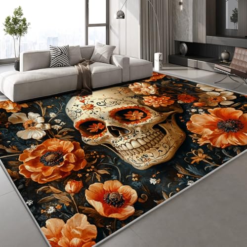Generisch Totenkopf Blumen Teppich Kinderteppich Modern 3D Retro Kunst Teppich Kinderzimmer Kurzflor Teppiche rutschfeste Spielteppiche für Schlafzimmer Wohnzimmer Zimmer 180x240 cm Generisch Totenkopf Blumen Teppich Kinderteppich Modern 3D Retro Kunst Teppich Kinderzimmer Kurzflor Teppiche rutschfeste Spielteppiche für Schlafzimmer Wohnzimmer Zimmer 180x240 cm von Generisch