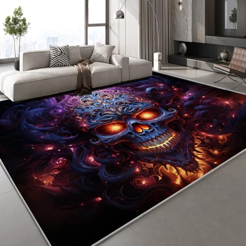 Generisch Totenkopf Flamme Teppich Kinderteppich Modern 3D Retro Kunst Teppich Kinderzimmer Kurzflor Teppiche rutschfeste Spielteppiche für Schlafzimmer Wohnzimmer Zimmer 150x210 cm Generisch Totenkopf Flamme Teppich Kinderteppich Modern 3D Retro Kunst Teppich Kinderzimmer Kurzflor Teppiche rutschfeste Spielteppiche für Schlafzimmer Wohnzimmer Zimmer 150x210 cm von Generisch