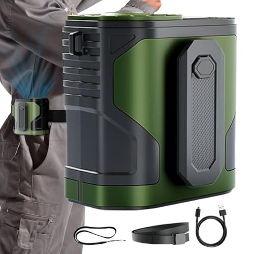 Generisch Tragbarer Hüftlüfter Wiederaufladbar | Persönliche Hüftkühlung Tragbar - Batteriebetrieben 100 Stufen Mit Taschenlampe Luftkühler Für Outdoor Camping Angeln von Generisch