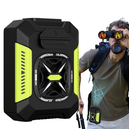 Generisch Tragbarer Hüftventilator | Gürtelventilator Mit Band | 4 Geschwindigkeitsstufen Kühlgerät Mit 4000mAh Akku Für Damen Herren Wanderurlaub Zuhause Camping von Generisch