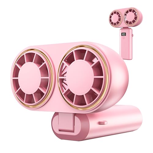 Generisch Tragbarer Ventilator - Reiseventilator Zum Mitnehmen | 5-Stufen Dualer Luftauslass Digitales Display Leichtgewicht Kühlsystem Für Schule Outdoor Fitness Reisen Sport Innenbere von Generisch