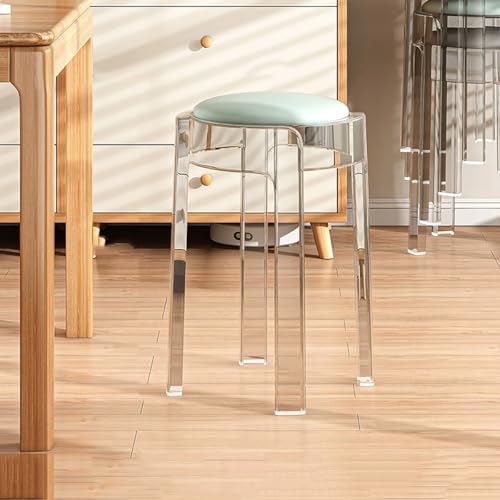 Generisch Transparente Barhocker aus Acryl 46cm, Stapelbar Hocker Moderne Esszimmerstühle Sitzhocker Stapelbar, Sitzhöhe 46cm(Green) von Generisch