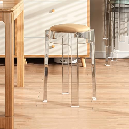 Generisch Transparente Barhocker aus Acryl 46cm, Stapelbar Hocker Moderne Esszimmerstühle Sitzhocker Stapelbar, Sitzhöhe 46cm(Orange) von Generisch
