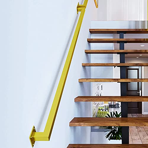 Generisch Treppengeländer-Set aus verzinktem Stahl, einfach zu installierender Handlauf for Treppen im Innen- und Außenbereich(Gold,250cm) von Generisch