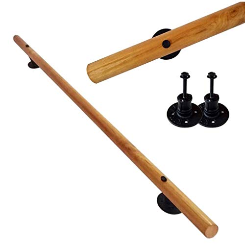 Generisch Treppenhandlauf mit Halterungen, Treppengeländer aus Holz, Stützstange an der Wand, Haltegriff(60cm) von Generisch