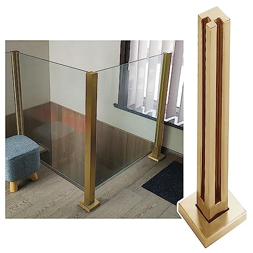 Generisch Treppenhandlaufleuchten Modernes Glasgeländer-Handlauf mit quadratischen Glasplatten(Gold-Corner Post,95cm/37.4") von Generisch