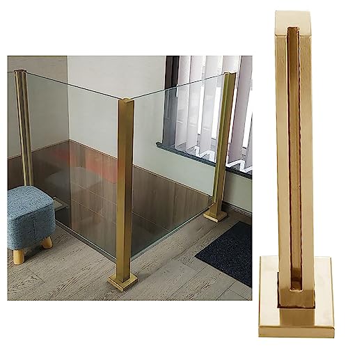 Generisch Treppenhandlaufleuchten Modernes Glasgeländer-Handlauf mit quadratischen Glasplatten(Gold-end Post,95cm/37.4") von Generisch