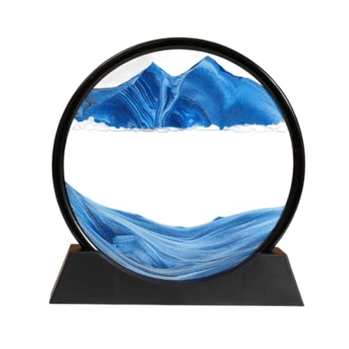 Generisch Tubescream Sand Art,3D Quicksand décor Art Picture,Deep Sea Sandscapes with Display,Round Glass Frame Display Flowing Sand Relaxing Toy,for Desktop Home Office Work Decoration (Blue, 12in) von Generisch