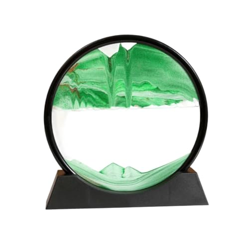 Generisch Tubescream Sand Art,3D Quicksand décor Art Picture,Deep Sea Sandscapes with Display,Round Glass Frame Display Flowing Sand Relaxing Toy,for Desktop Home Office Work Decoration (Green, 7in) von Generisch