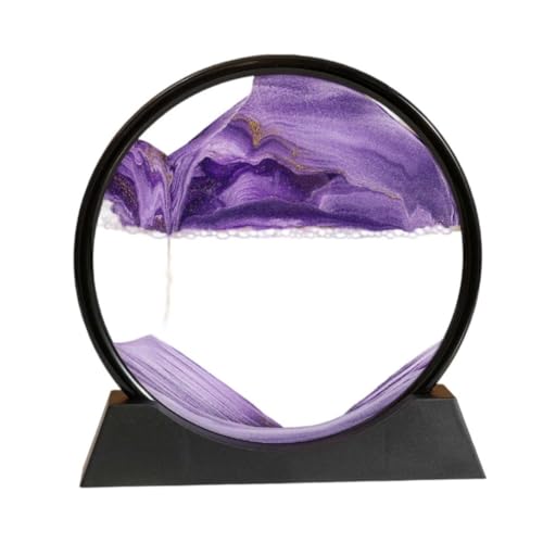 Generisch Tubescream Sand Art,3D Quicksand décor Art Picture,Deep Sea Sandscapes with Display,Round Glass Frame Display Flowing Sand Relaxing Toy,for Desktop Home Office Work Decoration (Purple, 7in) von Generisch
