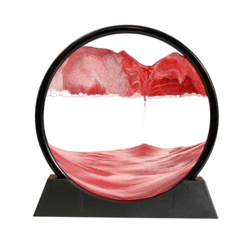 Generisch Tubescream Sand Art,3D Quicksand décor Art Picture,Deep Sea Sandscapes with Display,Round Glass Frame Display Flowing Sand Relaxing Toy,for Desktop Home Office Work Decoration (red, 12in) von Generisch