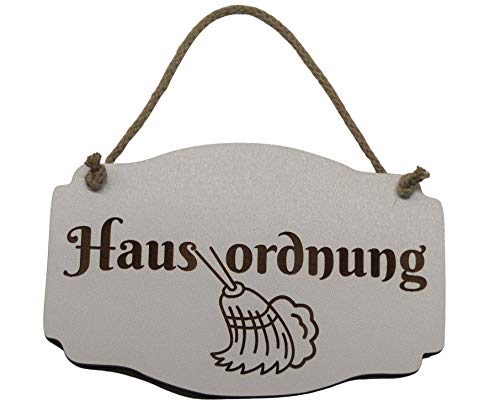 Türschild Hausordnung weiß weiss Vintage Holz Holzschild Türschild Deko Hanfkordel Kordel Schild HDF Kehrdienst Türschild Hausordnung weiß weiss Vintage Holz Holzschild Türschild Deko Hanfkordel Kordel Schild HDF Kehrdienst von Generisch