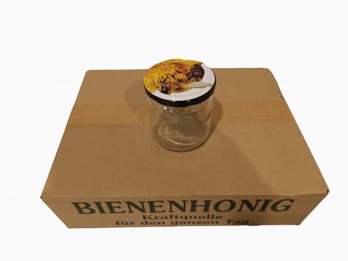 Twist Off Gläser - 12 Stück, 500g Rundglas mit Bienenmotiv im Karton, Gläser mit Schraubverschluss - Dekorative Aufbewahrung für Küche und Vorrat Twist Off Gläser - 12 Stück, 500g Rundglas mit Bienenmotiv im Karton, Gläser mit Schraubverschluss - Dekorative Aufbewahrung für Küche und Vorrat von Generisch