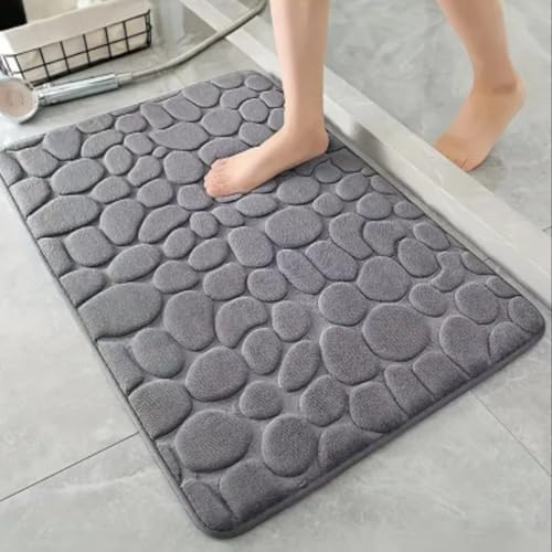 Generisch Badematte 3D Steinoptik - Weich - Mehrere Farben und Größen (Grau, 60 x 40) von Generisch