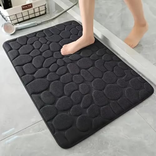 Generisch Badematte 3D Steinoptik - Weich - Mehrere Farben und Größen (Schwarz, 60 x 40) von Generisch