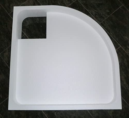Generisch Universal Duschwannenträger Viertelkreis Styroporträger für Duschwanne superflach, Höhe 14 cm (100x100cm, Radius 55, Ablauf rechts) in Weiß von Generisch