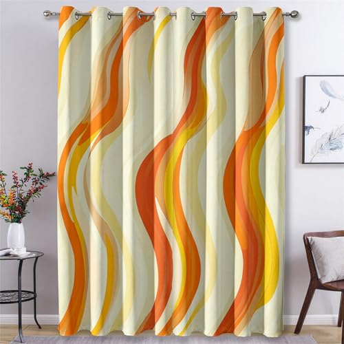 Generisch Verdunklungsvorhänge Gewellte Streifen, Vorhänge Retro Wirbel für Schlafzimmer Wohnzimmer Deko, Gardinen mit Ösen 245 X 140 cm (H x B), 2er Set Vorhang Blickdicht X&-61 von Generisch