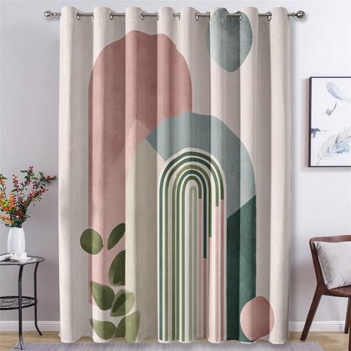 Generisch Verdunklungsvorhänge Mid Century Modern, Vorhänge Geometrie Abstrakt für Schlafzimmer Wohnzimmer Deko, Gardinen mit Ösen 260 X 140 cm (H x B), 2er Set Vorhang Blickdicht X&-61 von Generisch