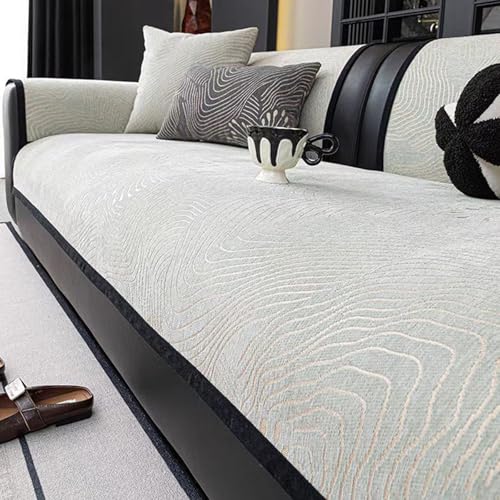 Generisch Vintage- Couch ÜBerzug L U-Form Ecksofa Sofabezug 1 2 3 4 Sitzer Sofa ÜBerwurfdecke LuxuriöSe SofarüCken Decken Haushalte Mit Hunden, Chenille-Stoff(110X210cm,Green) von Generisch