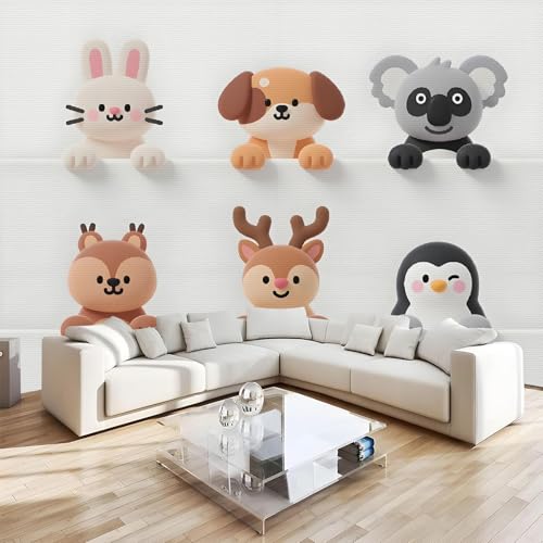 Generisch Vliestapete Kaninchen Welpe Wanddeko Wandbilder Cartoon Süß Tapete Wohnzimmer Schlafzimmer Büro Flur Dekoration Wandbilder 3D Tapete Effekt Wandbild 366x254 cm von Generisch