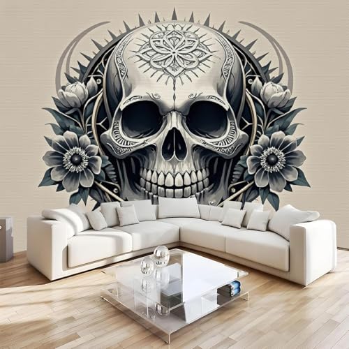Generisch Vliestapete Schädel Flügel Wanddeko Wandbilder Bemalt Vintage Tapete Wohnzimmer Schlafzimmer Büro Flur Dekoration Wandbilder 3D Tapete Effekt Wandbild 430x300 cm von Generisch