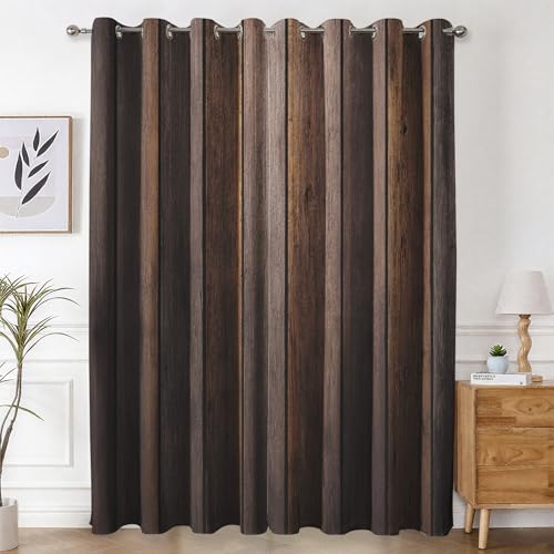 Generisch Vorhänge Holzmaserung, Holz Rustikale Vorhang Blickdicht mit Ösen, Gardinen Wohnzimmer Schlafzimmer Deko, Verdunklungsvorhänge 2er Set, 160 x 132 cm (H x B) K1 von Generisch