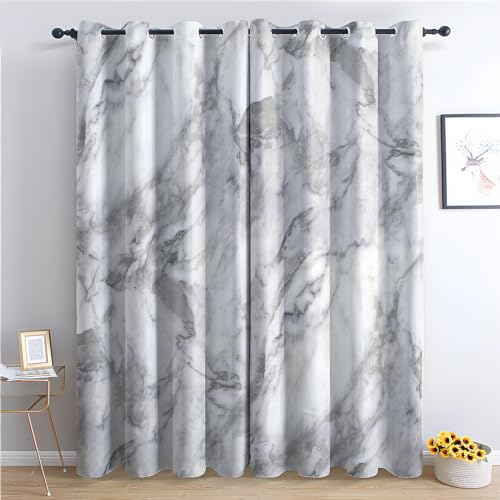 Generisch Vorhänge Marmor - Modern Abstrakt Fenster Gardinen mit Ösen, Vorhang Blickdicht Verdunklungsvorhänge Thermovorhang für Wohnzimmer Schlafzimmer Deko 2er Set, H 260 x B 140 cm O-#175 von Generisch