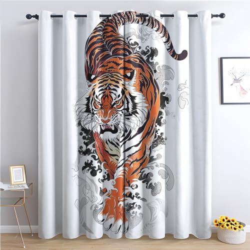 Generisch Vorhänge Tiger - Japanische Wildtiere Fenster Gardinen mit Ösen, Vorhang Blickdicht Verdunklungsvorhänge Thermovorhang für Wohnzimmer Schlafzimmer Deko 2er Set, H 166 x B 75 cm B-#85 Generisch Vorhänge Tiger - Japanische Wildtiere Fenster Gardinen mit Ösen, Vorhang Blickdicht Verdunklungsvorhänge Thermovorhang für Wohnzimmer Schlafzimmer Deko 2er Set, H 166 x B 75 cm B-#85 von Generisch