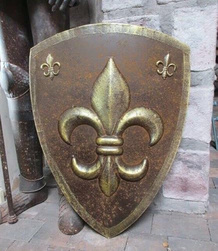WANDDEKO SCHILD FLEUR de LIS MITTELALTER STIL METALL RITTERRÜSTUNG RITTER NEU von Generisch