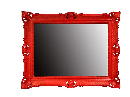 Generisch WANDSPIEGEL BAROCKSPIEGEL Spiegel 90x70 cm ANTIK BAROCK Rokoko Shabby CHIC Renaissance JUGENDSTIL Retro Design MIT ORNAMENTVERZIEHRUNGEN LUXURIÖS PRUNKVOLL (ROT) 58SP von Generisch