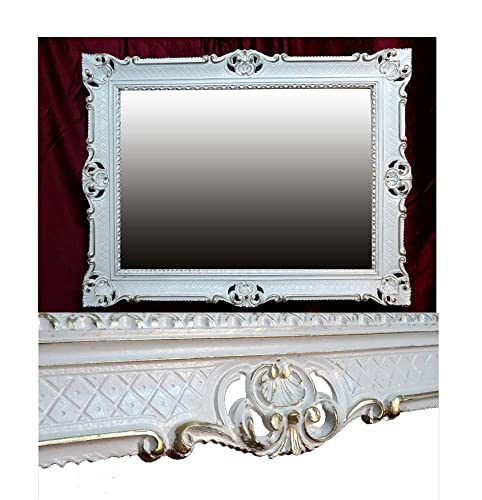 Generisch WANDSPIEGEL BAROCKSPIEGEL Spiegel 90x70 cm ANTIK BAROCK Rokoko Shabby CHIC Renaissance JUGENDSTIL Retro Design MIT ORNAMENTVERZIEHRUNGEN LUXURIÖS PRUNKVOLL (WEIß/Gold DUALCOLOR) 58SP von Generisch