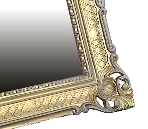 Generisch WANDSPIEGEL BAROCKSPIEGEL Spiegel 90x70cm ANTIK BAROCK Rokoko Shabby CHIC Renaissance JUGENDSTIL Retro Design MIT ORNAMENTVERZIEHRUNGEN LUXURIÖS PRUNKVOLL (Gold/WEIß DUALCOLOR) 58SP von Generisch