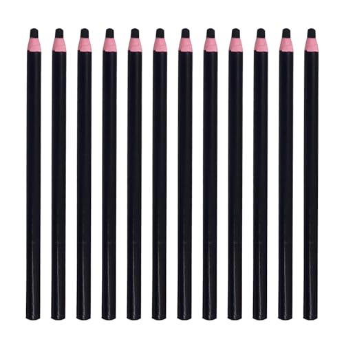 Generisch Wachsmarkierstifte Set, 12 Stück, 6 Farben, 17 cm, für Glas/Metall/Kunststoff/Holz, mit Abziehbarer Papierhülle (Schwarz) von Generisch