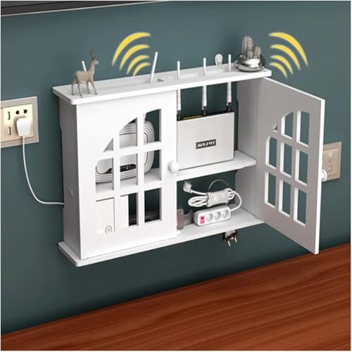 Generisch Wand Router Aufbewahrungsbox WLAN Box Router Regal TV Kabel Verstecken Box Kabel Organizer Wand Montiertes Schwimmendes Für Wohnzimmer Oder Flur von Generisch