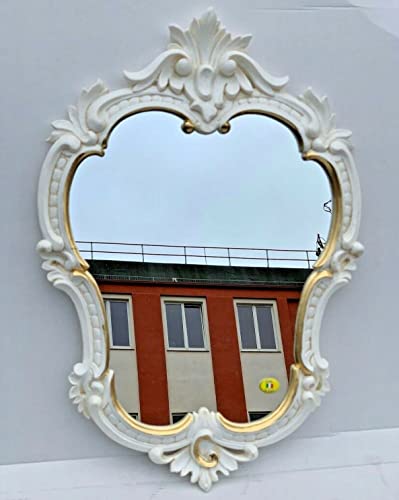 Generisch Wandspiegel Antik Oval Gold Weiß Silber Schwarz Retro Spiegel Barock 50X35 Badspiegel Prunkspiegel Wohnzimmerspiegel C 444 (Elfenbein-gold) von Generisch