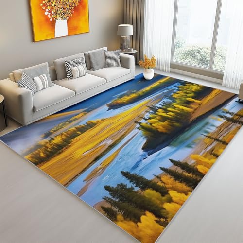 Generisch Waschbar Teppich 140 x 200 cm, Natur Herbstwald Muster Weicher Rutschfester Teppiche, Bunt Farbecht Kurzflor Teppich Dekoration für Schlafzimmer Esszimmer Wohnzimmer Generisch Waschbar Teppich 140 x 200 cm, Natur Herbstwald Muster Weicher Rutschfester Teppiche, Bunt Farbecht Kurzflor Teppich Dekoration für Schlafzimmer Esszimmer Wohnzimmer von Generisch