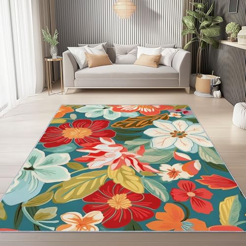 Generisch Waschbar Teppich 60 x 90 cm, Cartoon Bunte Blumen Muster Weicher Rutschfester Teppiche, Bunt Farbecht Kurzflor Teppich Dekoration für Schlafzimmer Esszimmer Wohnzimmer Generisch Waschbar Teppich 60 x 90 cm, Cartoon Bunte Blumen Muster Weicher Rutschfester Teppiche, Bunt Farbecht Kurzflor Teppich Dekoration für Schlafzimmer Esszimmer Wohnzimmer von Generisch